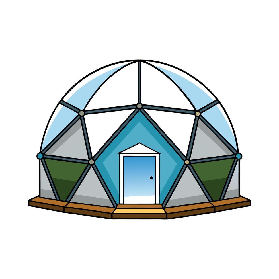 Curved Roof Geodesic Dome House. vector