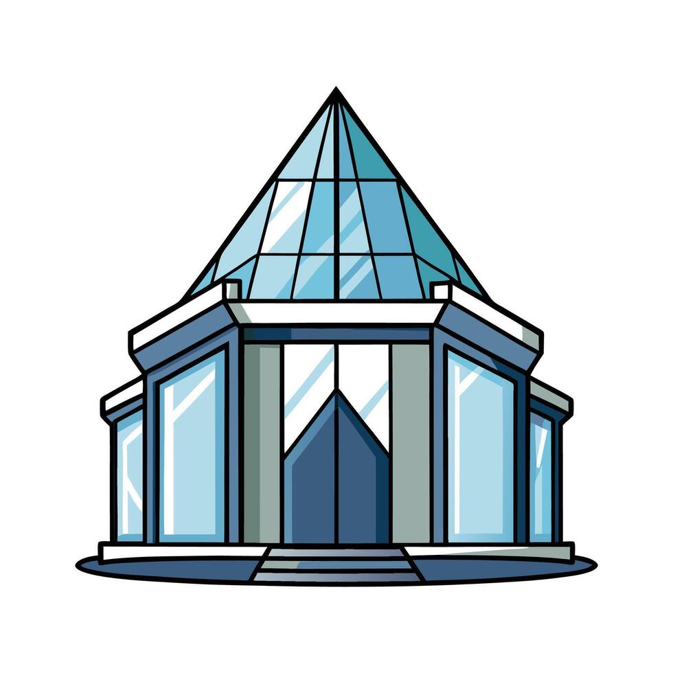 Unique Futuristic Glass Skyscraper House. vector