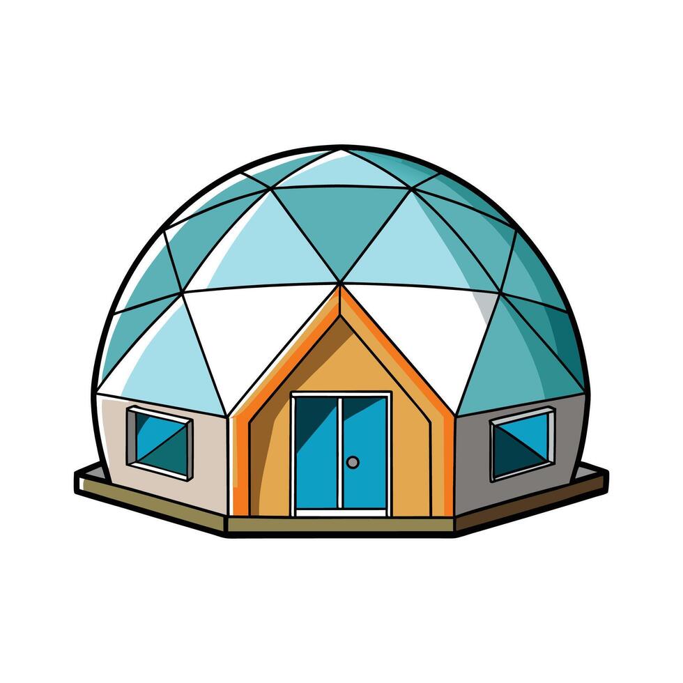 Stylish Curved Roof Geodesic House. vector