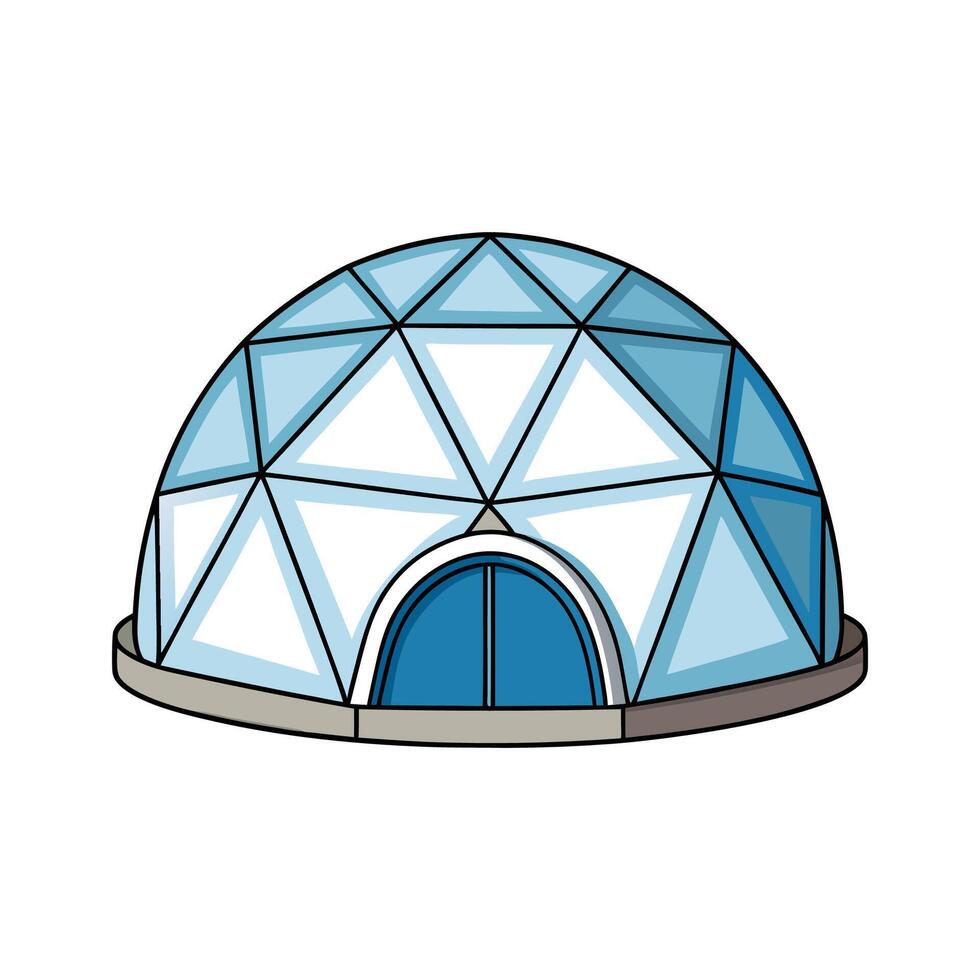 Creative Curved Roof Geodesic House. vector