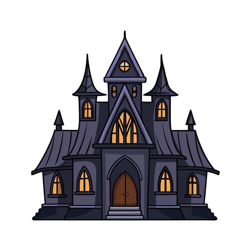 Mysterious Gothic Haunted House Design. vector