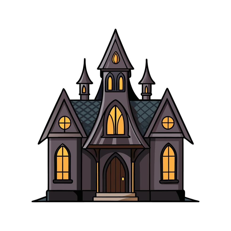 Eerie Gothic Haunted House with Roofs. vector
