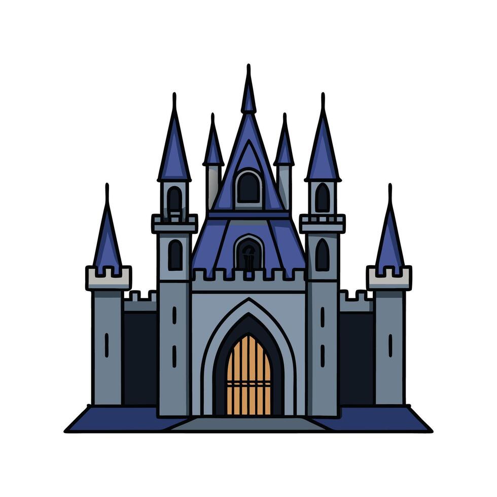 Majestic Gothic Castle with Spires. vector