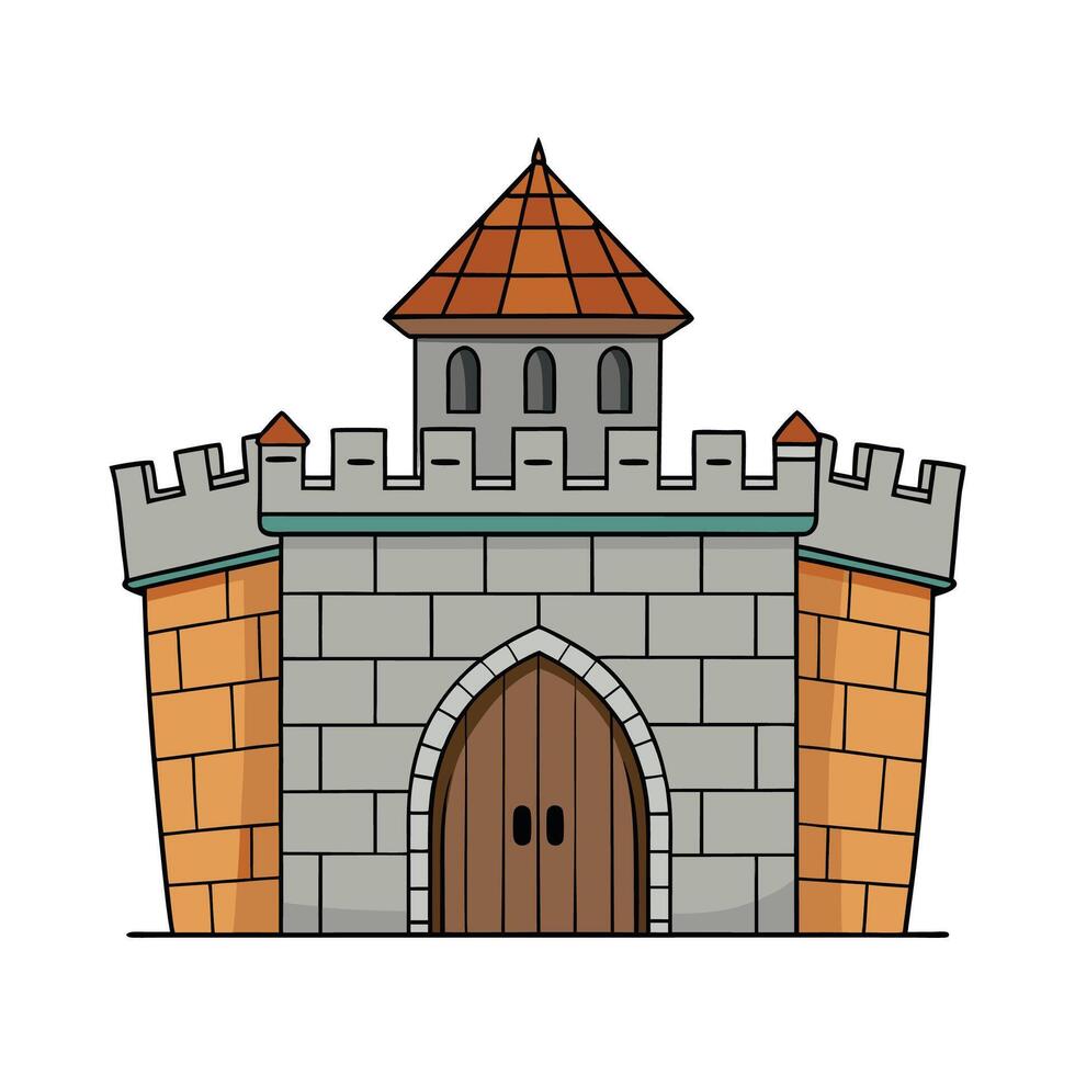 Unique Medieval Fortress with Stone Design. vector