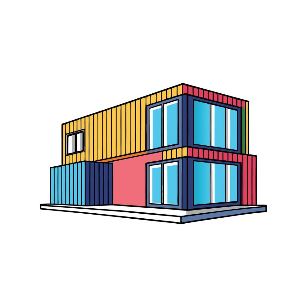EcoFriendly Shipping Container Home Design. vector
