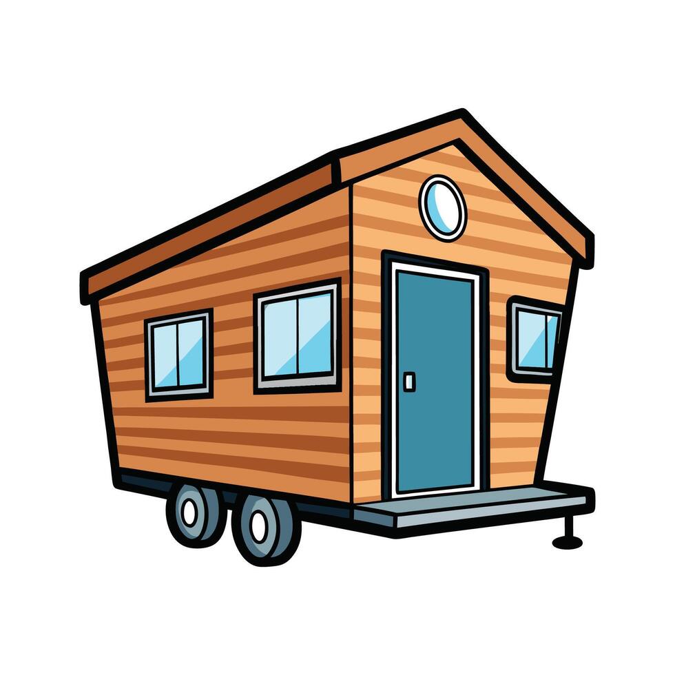 Charming Tiny House on Wheels. vector