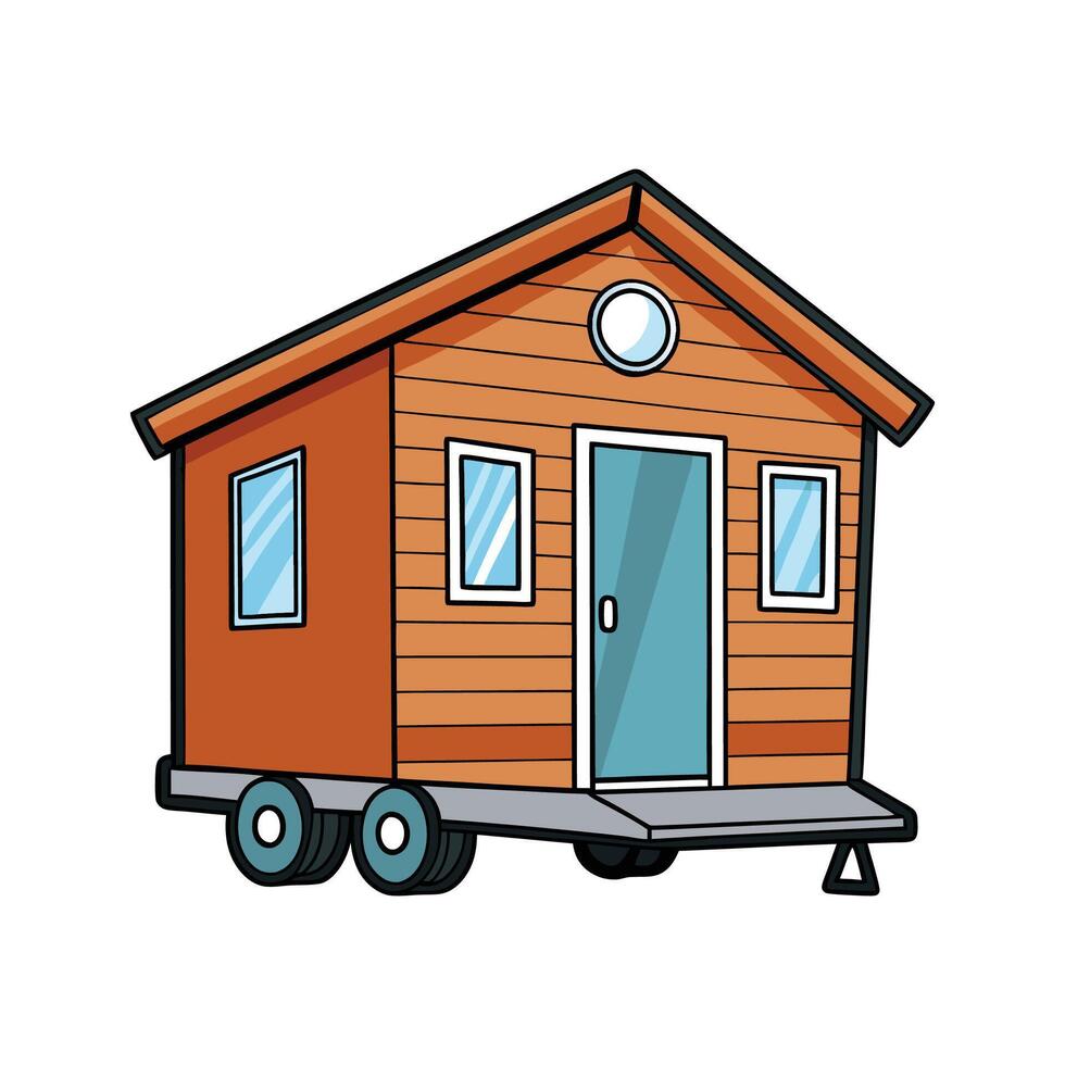 Beautiful Modern Tiny House on Wheels. vector