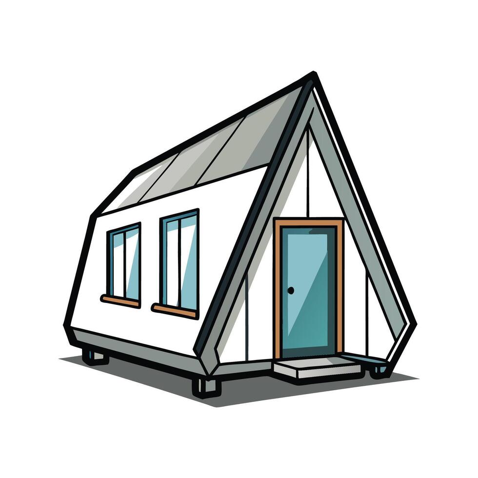 Elegant Sleek Roof Tiny House Design. vector