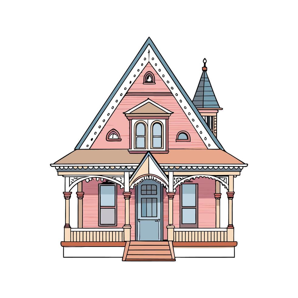 Quaint Victorian House with Lace Trim. vector