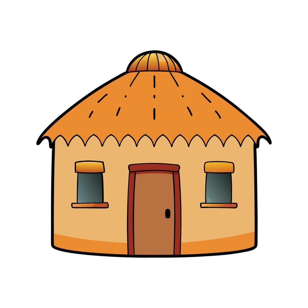 Charming Desert Hut with Straw Roof. vector
