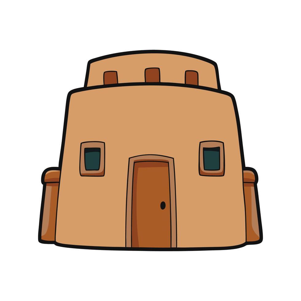 Charming Small Desert Adobe House. vector