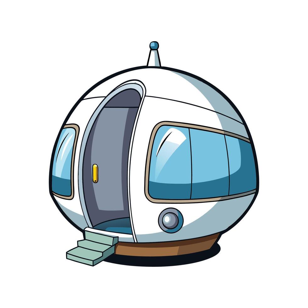 Elegant Futuristic Pod House with Glass. vector