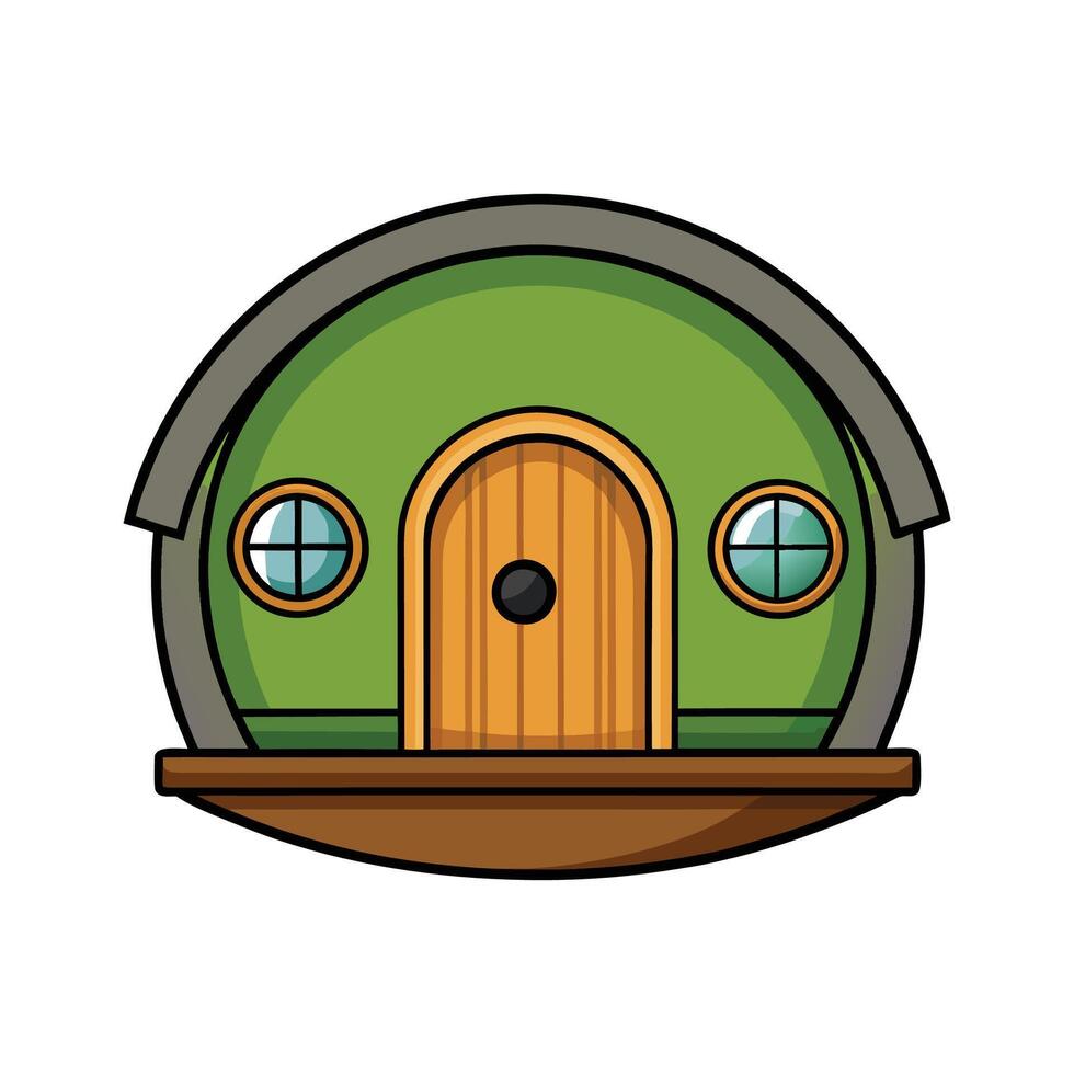 HobbitStyle House with Round Door. vector