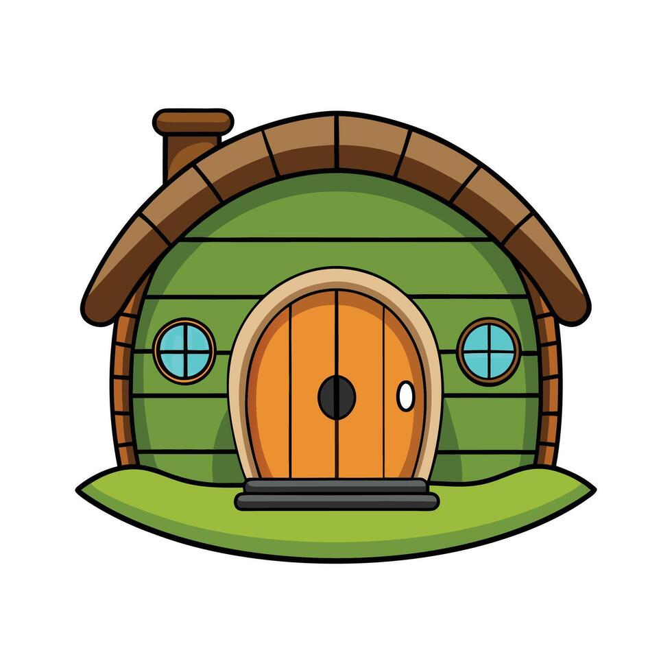 Elegant HobbitStyle House with Round Door. vector