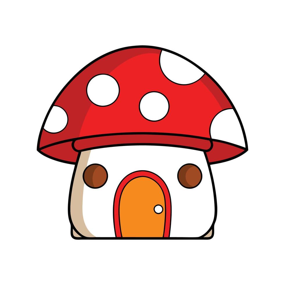 Charming Mushroom House with Red Roof. vector