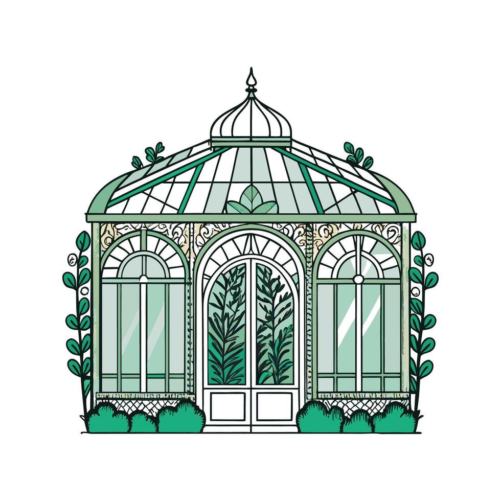 Charming Victorian Greenhouse Design. vector