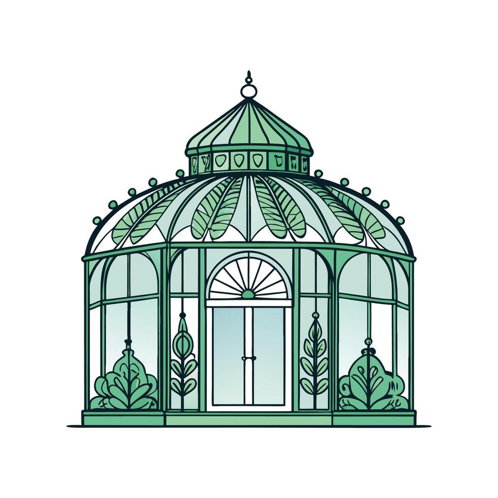 Charming Victorian Greenhouse Design Illustration. vector