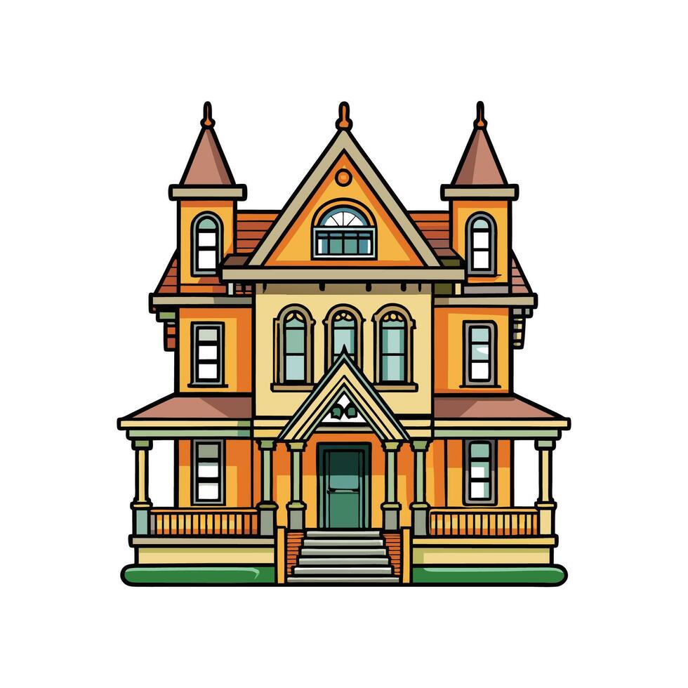 Charming Victorian House with Classic Design vector