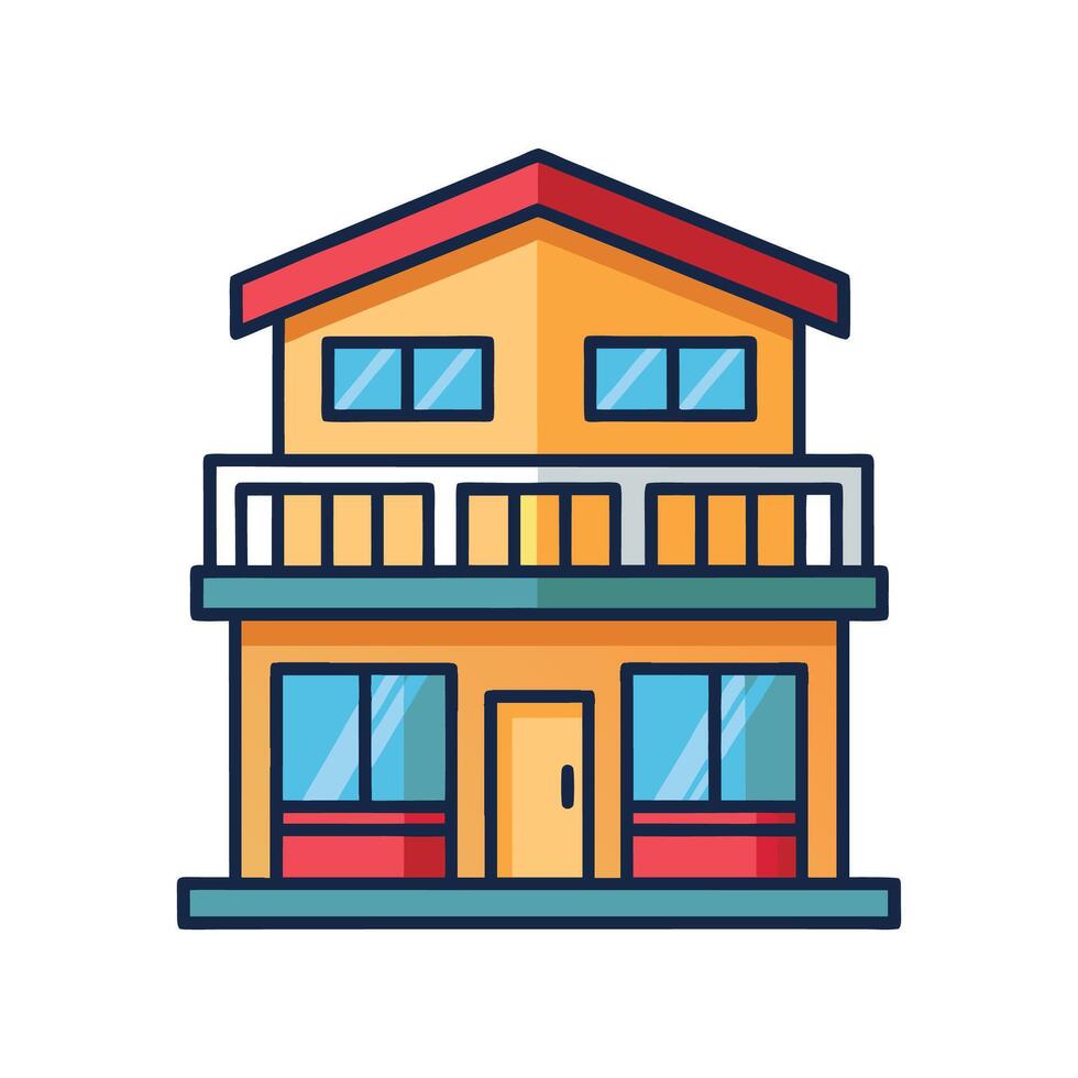 Elegant Duplex with Balcony Icon for Modern Homes vector