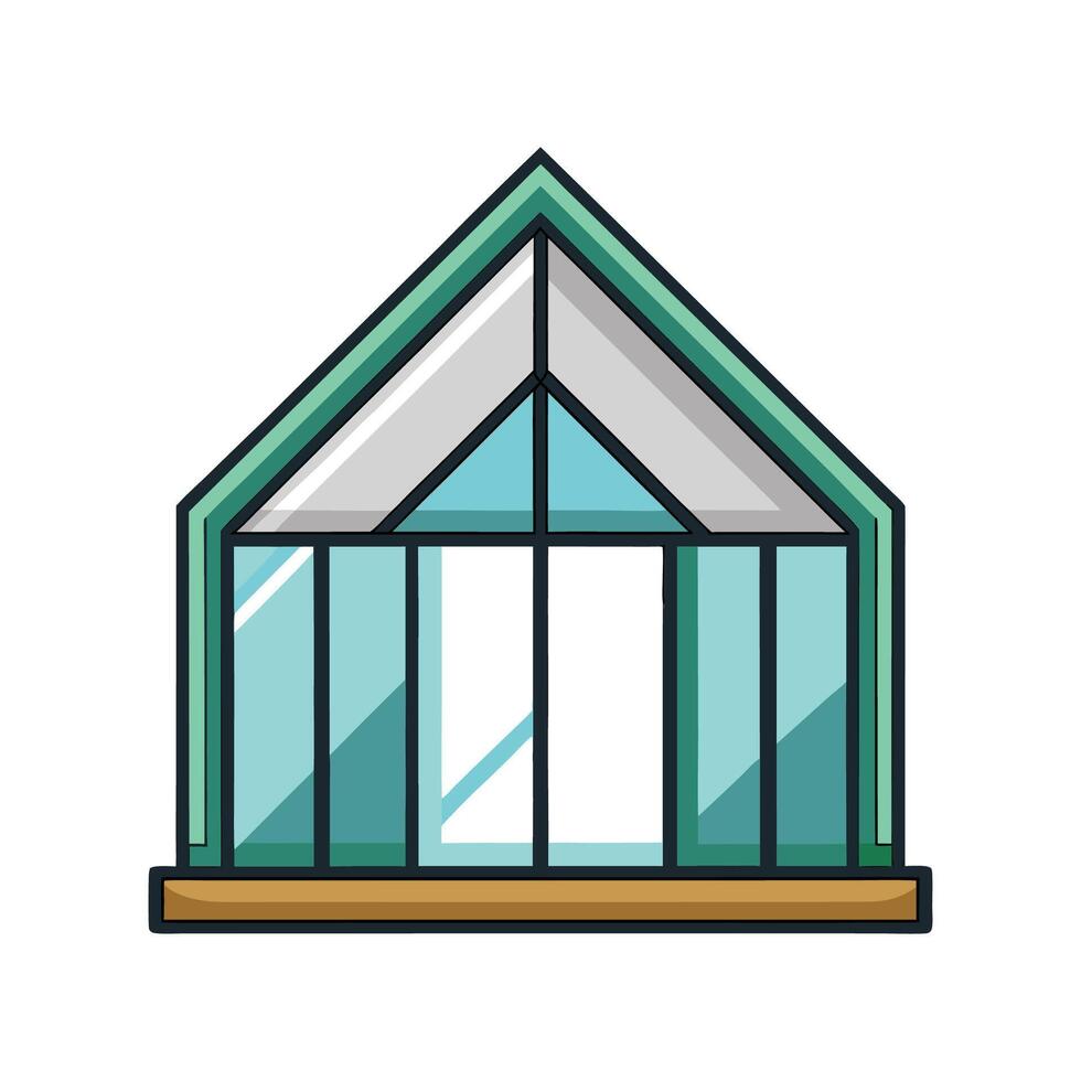 Modern Glass House Icon Featuring Bold Outline vector