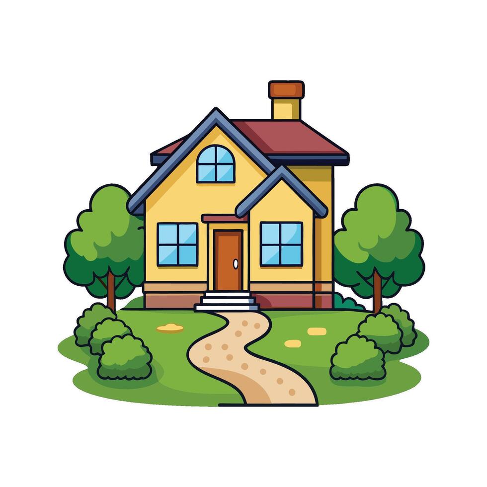 Elegant House with Beautiful Garden Path vector