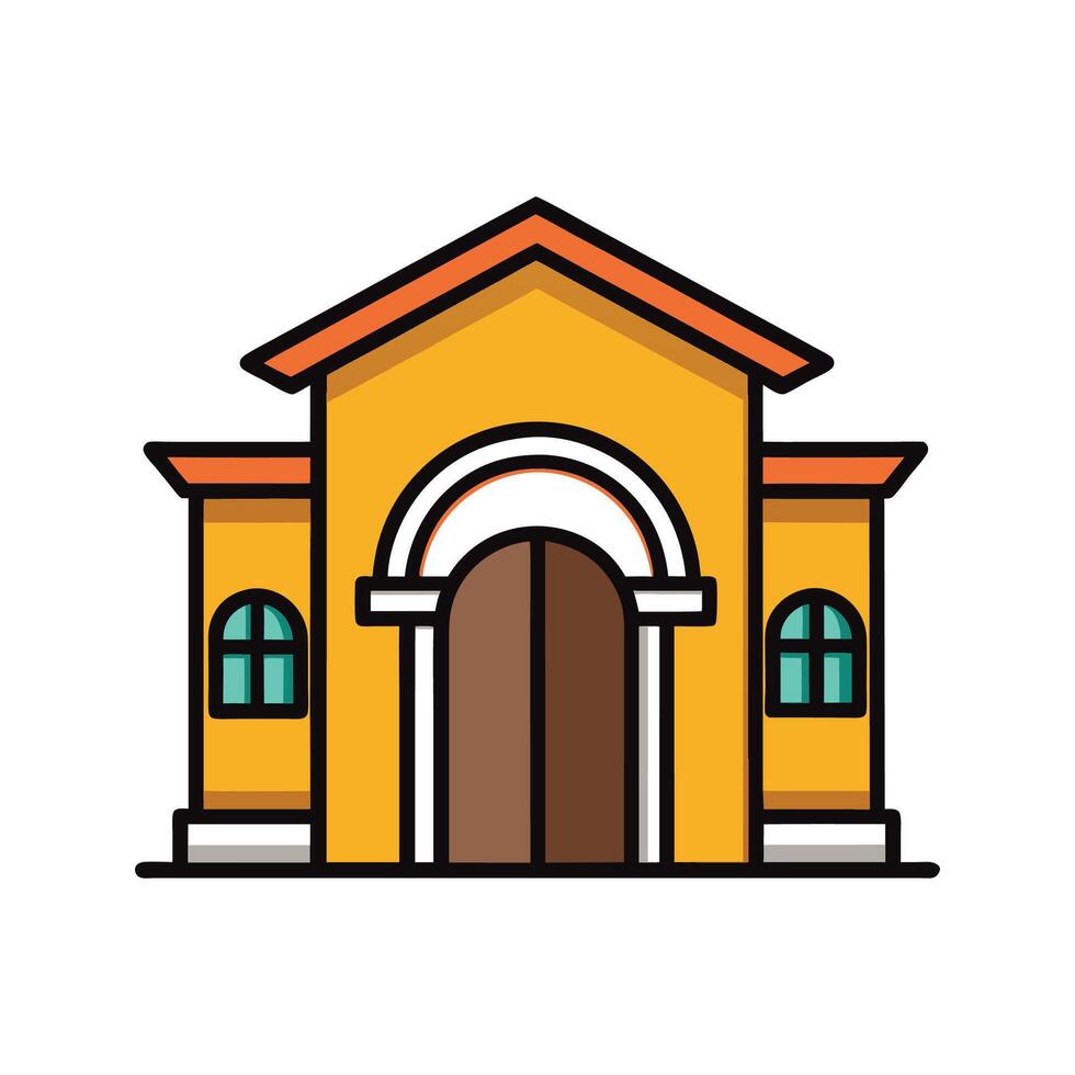 Charming House with Distinctive Arched Entryway vector