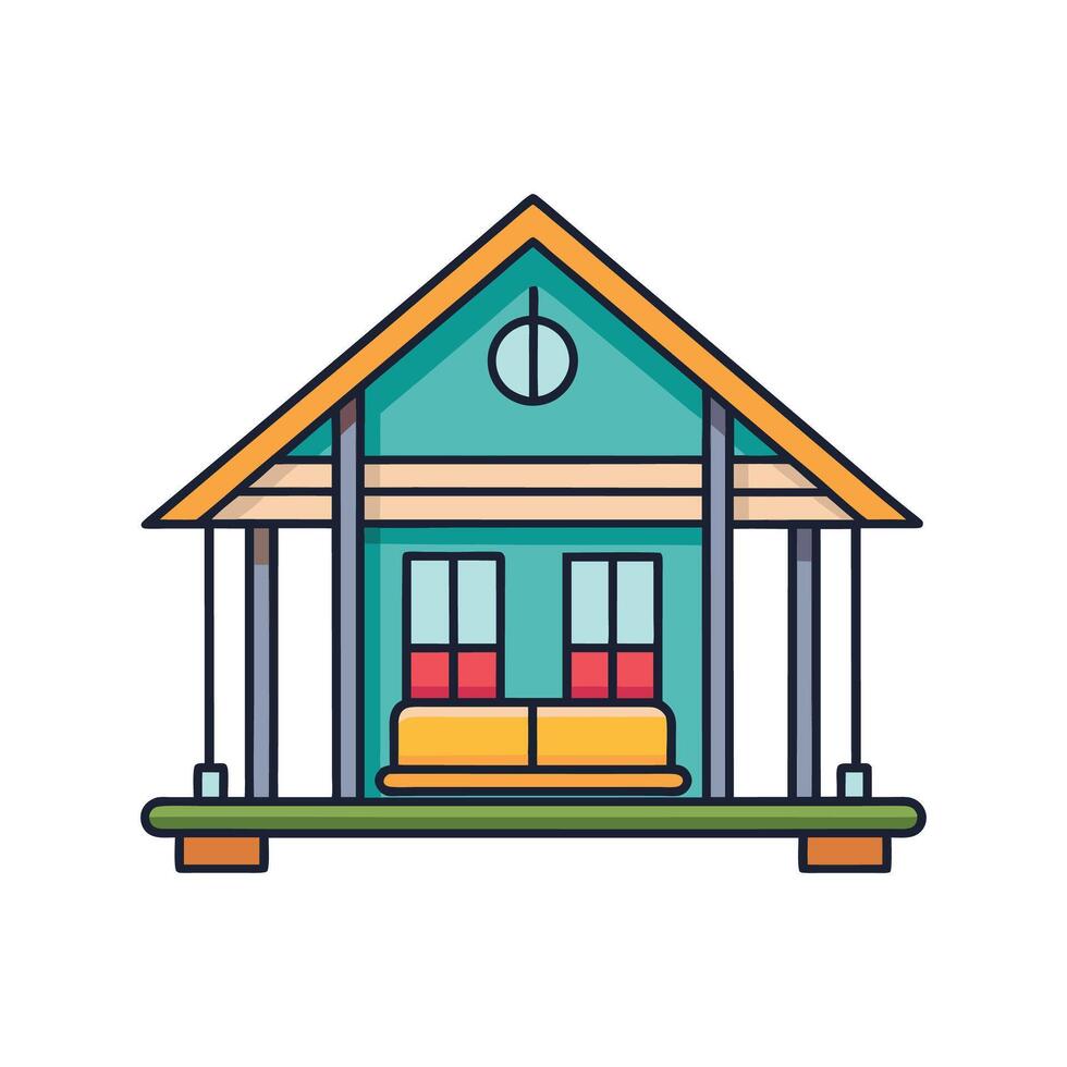 Stylish House Showcasing Inviting Porch Swing vector