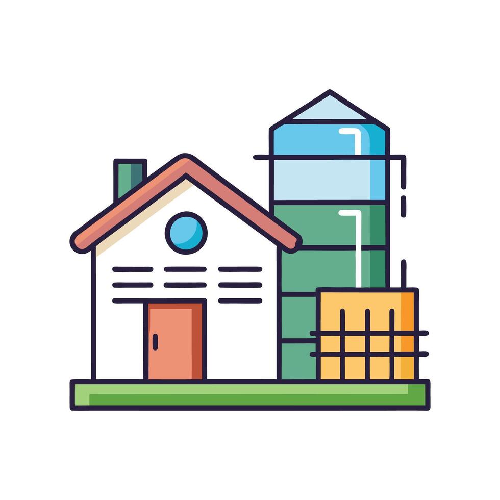Beautiful House Featuring Advanced Rainwater Tank vector