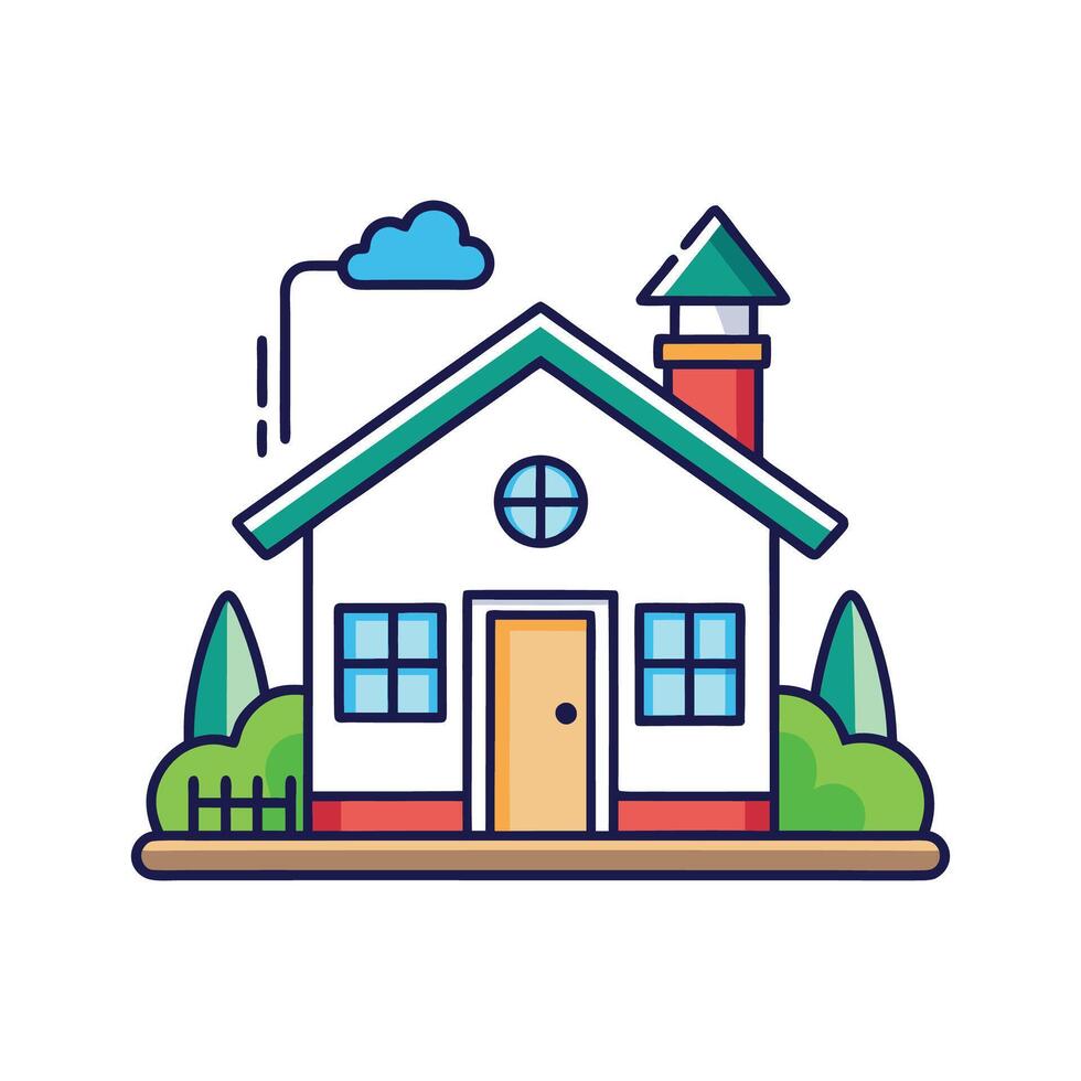 Charming House with Effective Sprinkler System vector