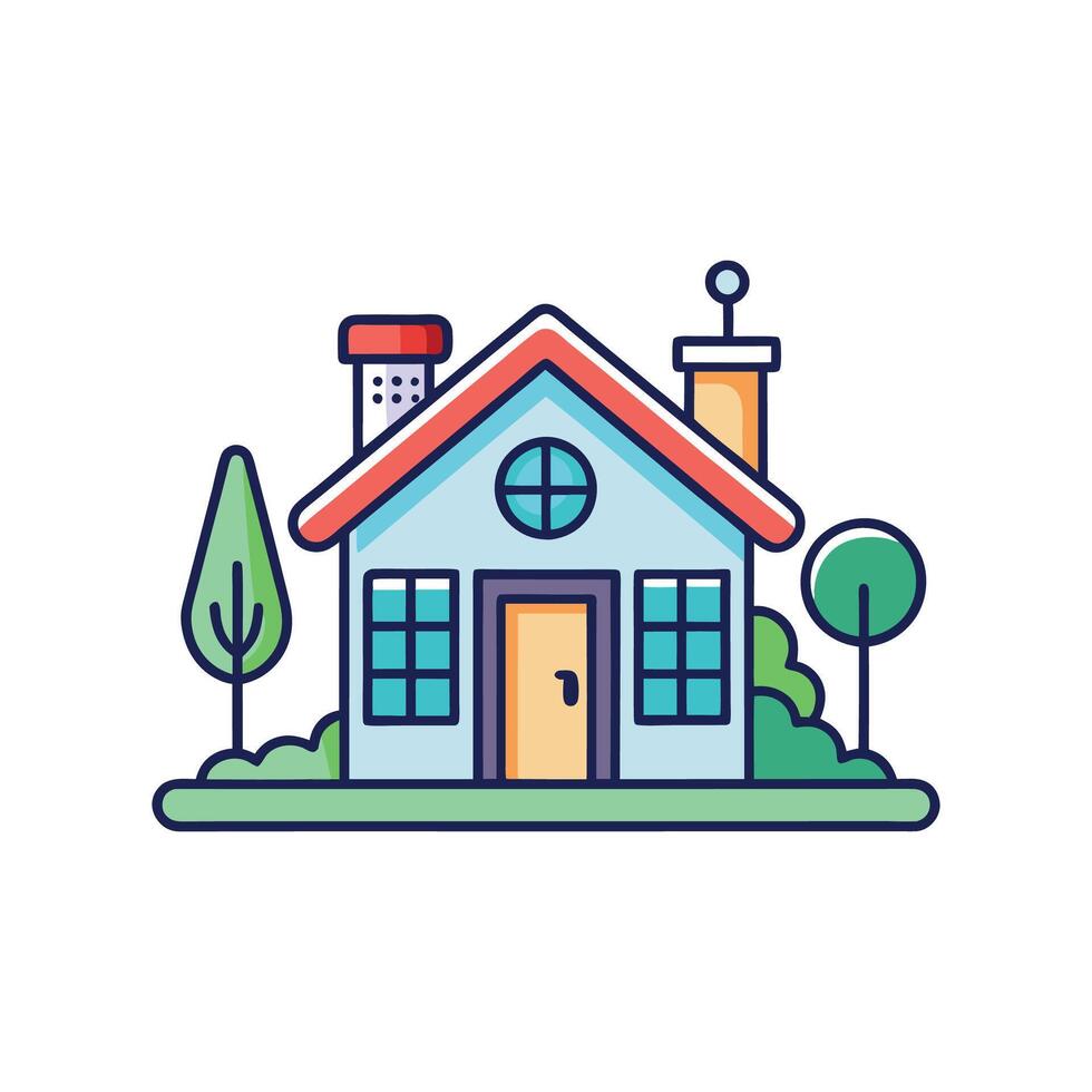 Stylish House Featuring Smart Sprinkler System vector