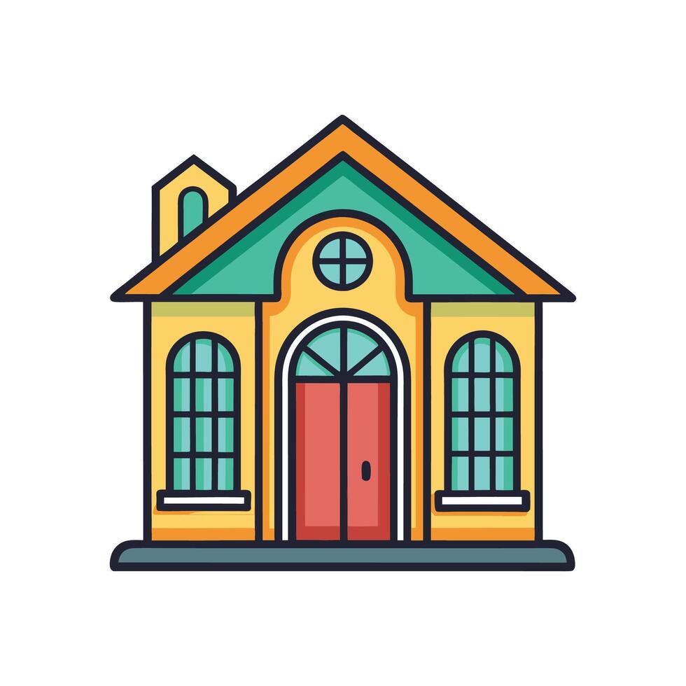 Beautiful House Showcasing Decorative Window Frames vector