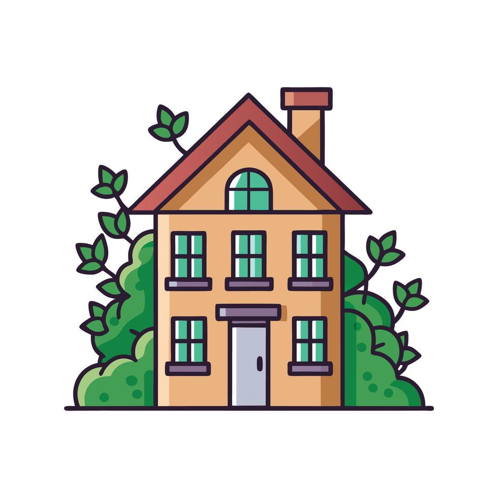Charming House with Ivy Growing Aesthetics vector