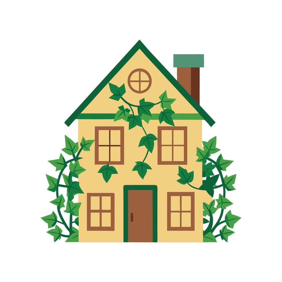 Attractive Home with Ivy Decorations on Wall vector