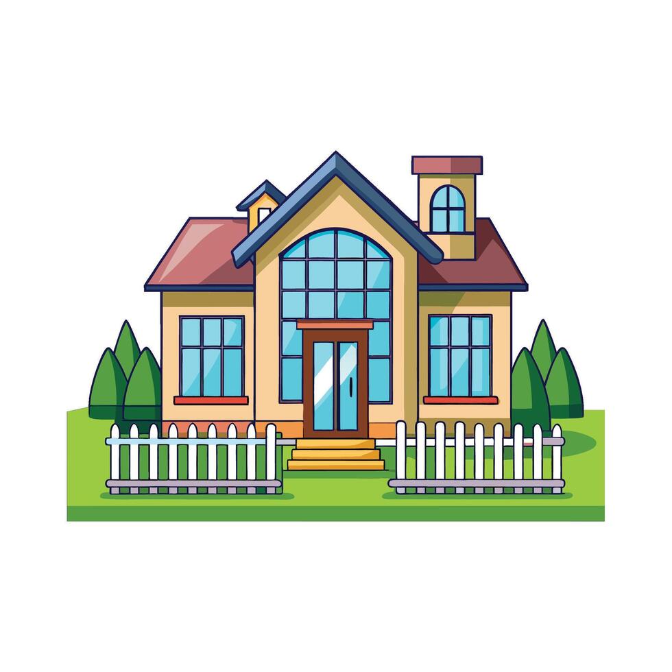 Stylish House Featuring Spacious Fenced Yard vector