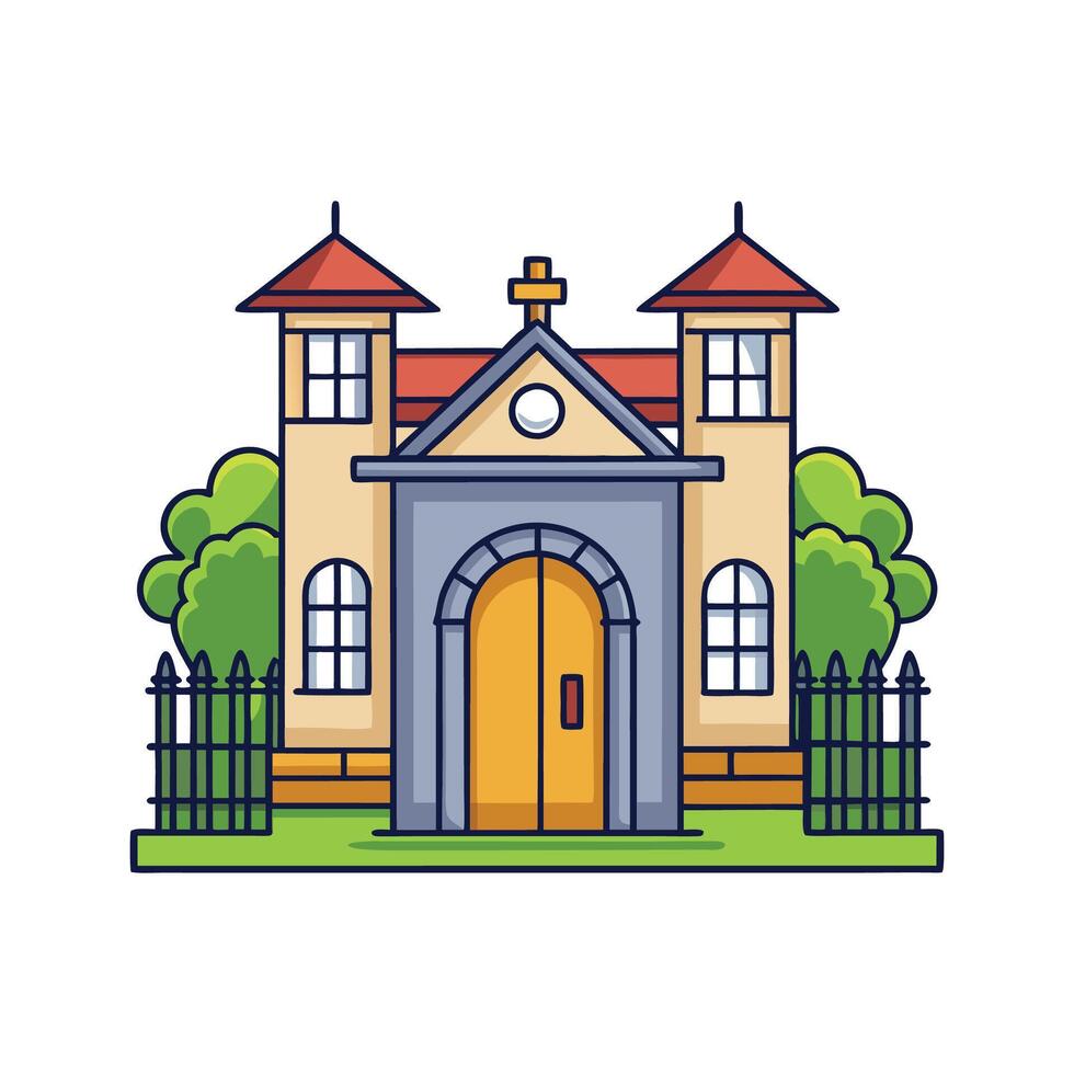 Contemporary House with Elegant Garden Gate vector