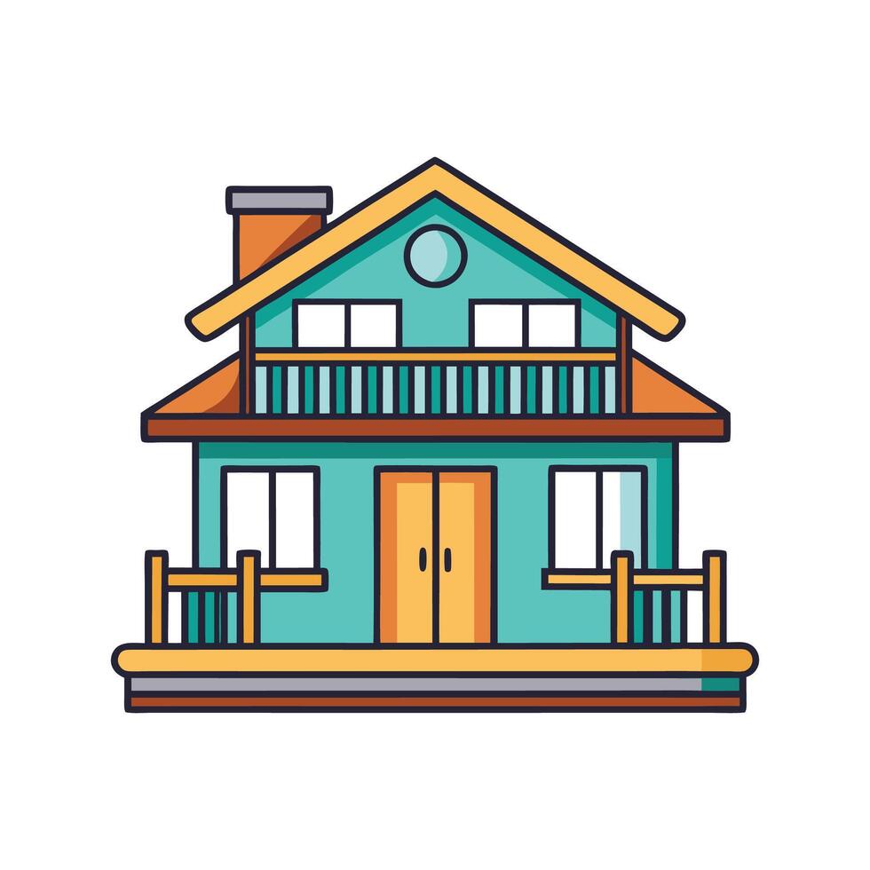 Beautiful Home Showcasing Modern Rooftop Deck vector