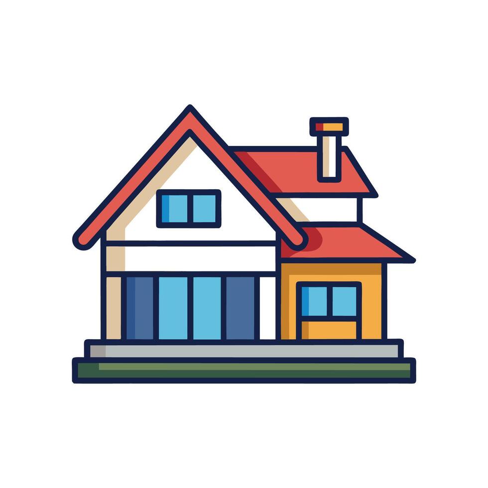 Charming House Featuring Elegant Rooftop Deck vector