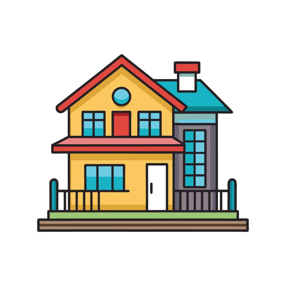 Elegant Residence with Beautiful Rooftop Deck vector