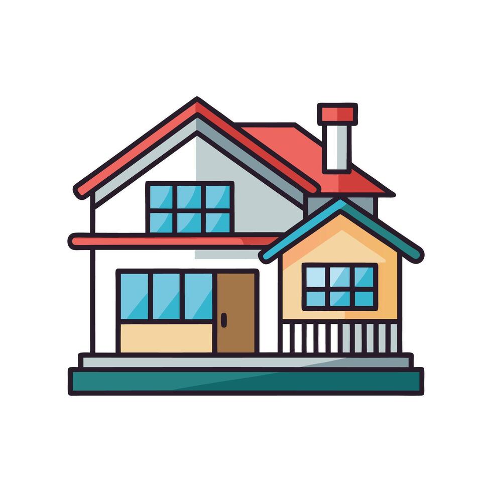 Stylish Home with Rooftop Deck Design vector