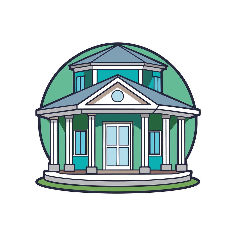Elegant Residence with Stunning Round Porch vector
