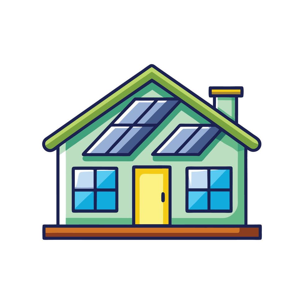 Beautiful Home Showcasing Modern Solar Panel Features vector