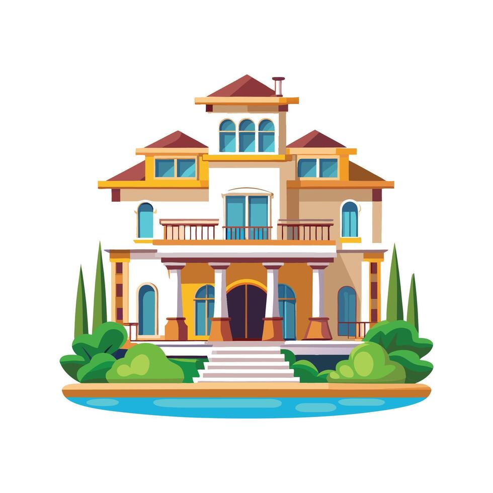 Stylish House with Energy Efficient Solar Panels vector