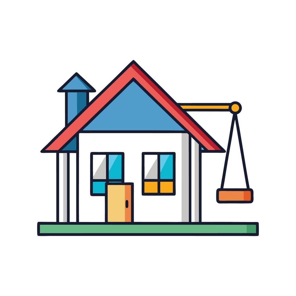 Beautiful Home with Fun Swing Set Design vector