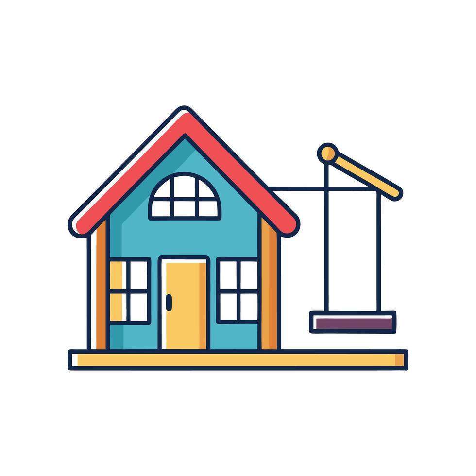 Charming Home Featuring Cozy Swing Set vector