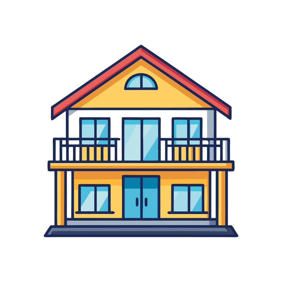 Charming Home with Upper Floor Balcony vector