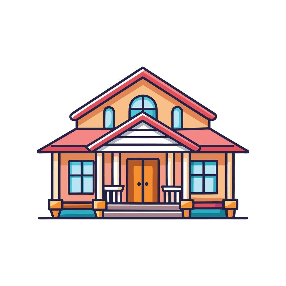 Stylish House Featuring Elegant Wide Veranda vector