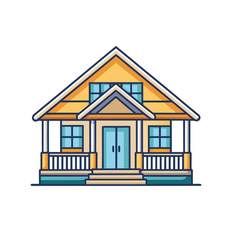Charming Home with Wide Veranda Design vector
