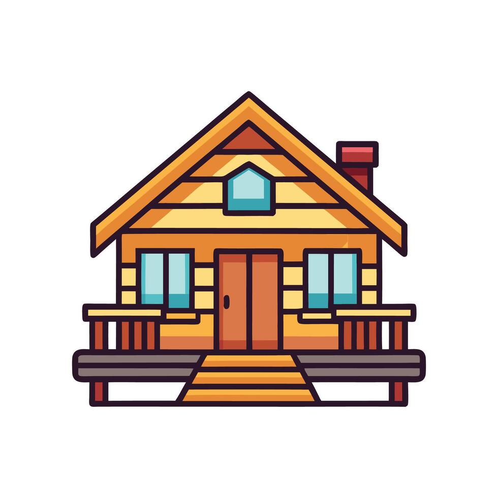 Charming House with Wooden Flooring Design vector
