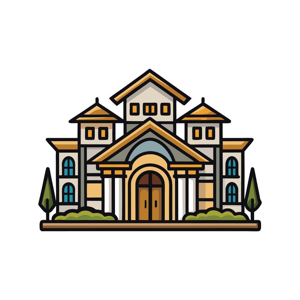 Charming Luxury Villa with Elegant Outline vector
