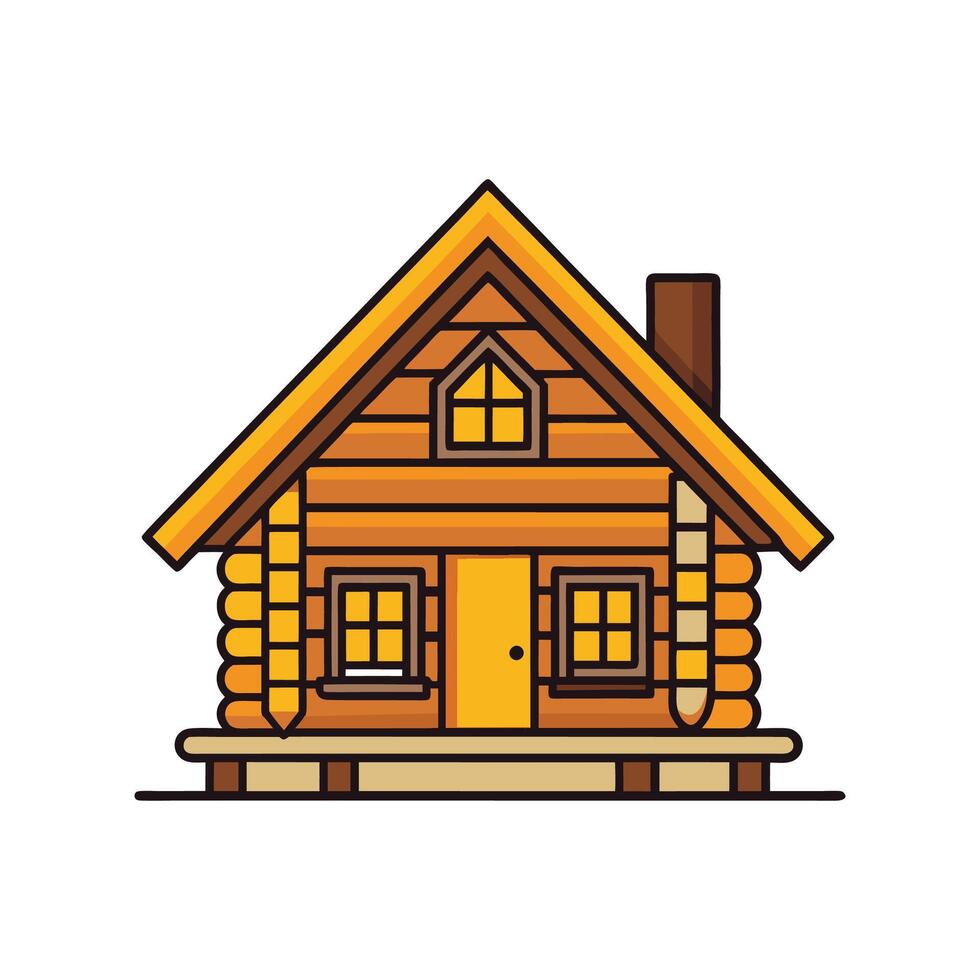 Charming Log Cabin House Design Illustration vector
